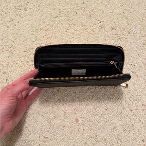 A New Day Black Zip-Around Leather Wallet with Gold Hardware